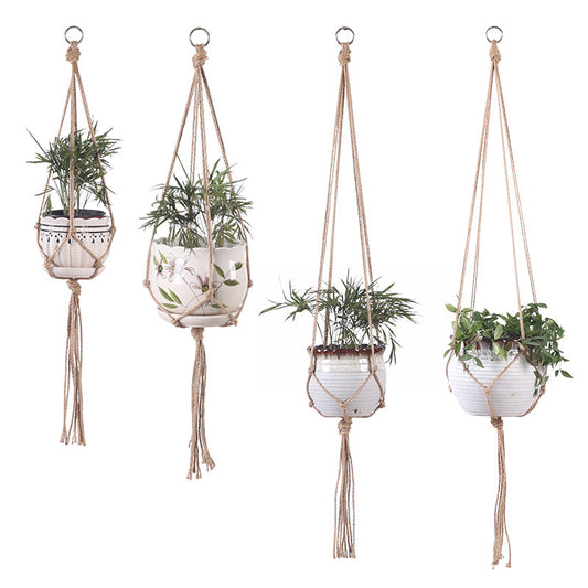 Bohemian Chic Plant Hanging Basket - Handcrafted Cotton Rope Deco