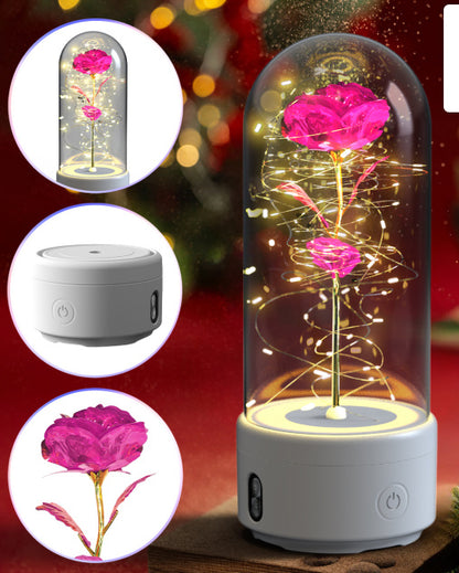 Forever Rose with Fairy Lights & Bluetooth Speaker