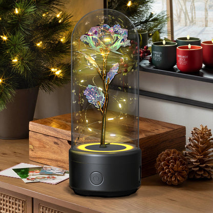 Forever Rose with Fairy Lights & Bluetooth Speaker