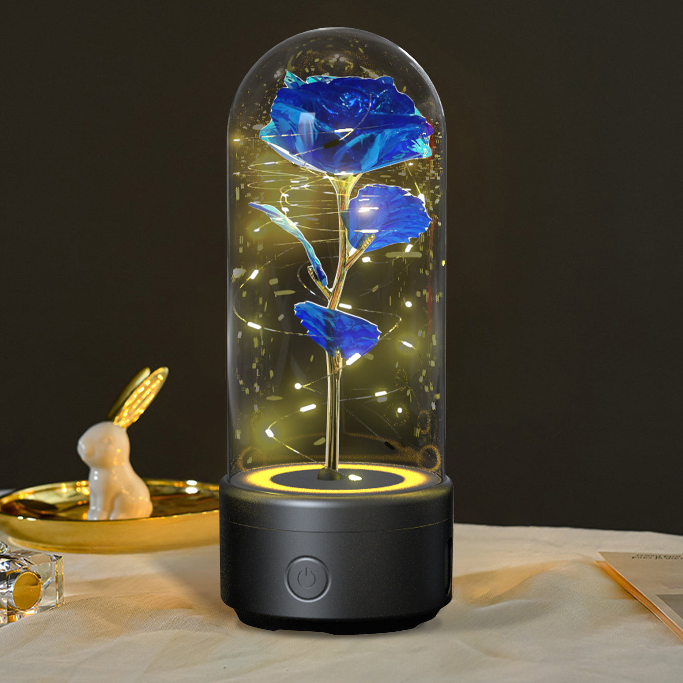 Forever Rose with Fairy Lights & Bluetooth Speaker