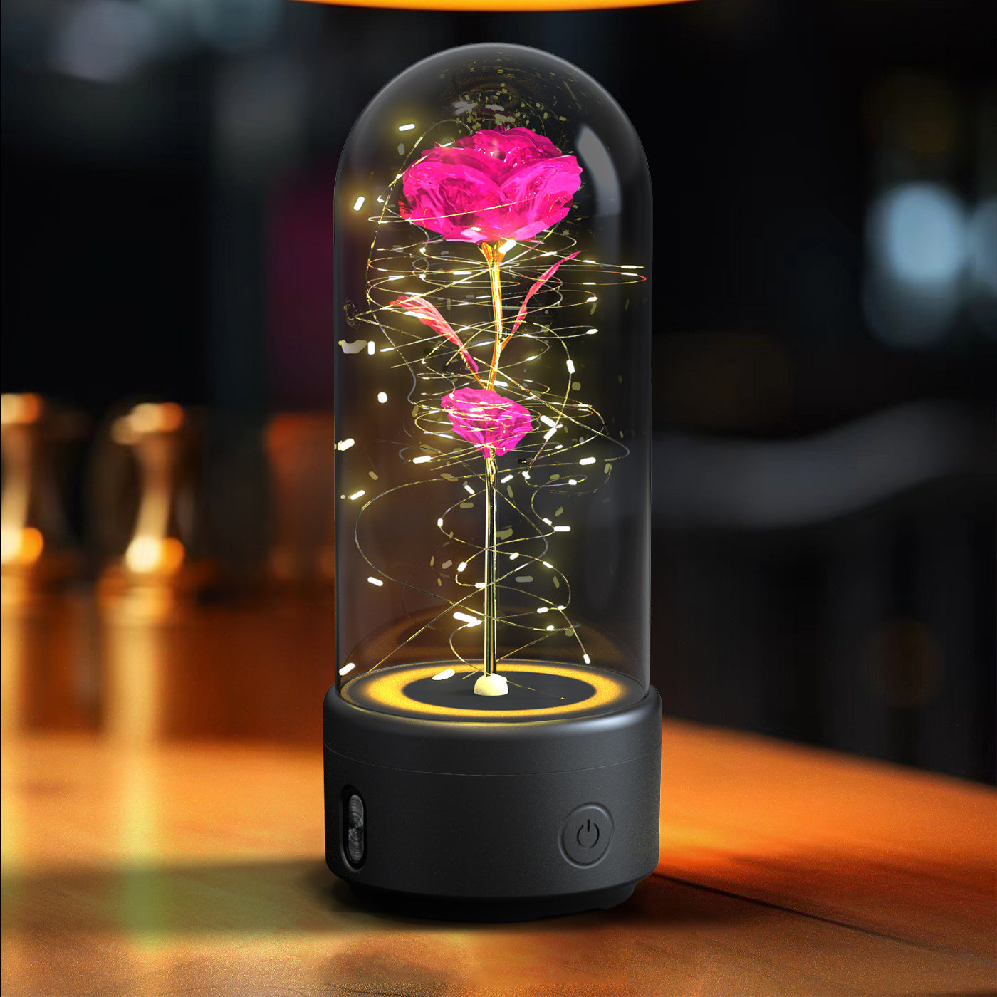 Forever Rose with Fairy Lights & Bluetooth Speaker