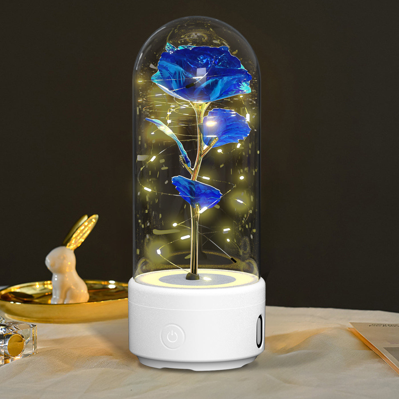 Forever Rose with Fairy Lights & Bluetooth Speaker